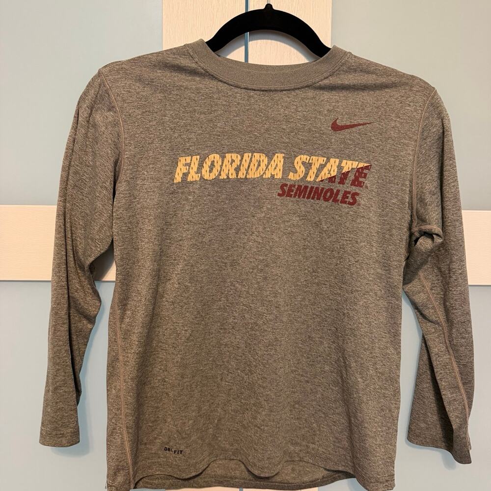 Nike Dri-Fit Youth Florida State Seminoles Long Sleeve Tee Gray Size M